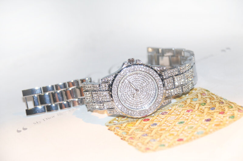 Bee Zus Rhinestone Ice Out Vrouwen Diamanten Horloge Zilver Goud Rvs Quartz Sieraden Complementos Mujer Cadeaux