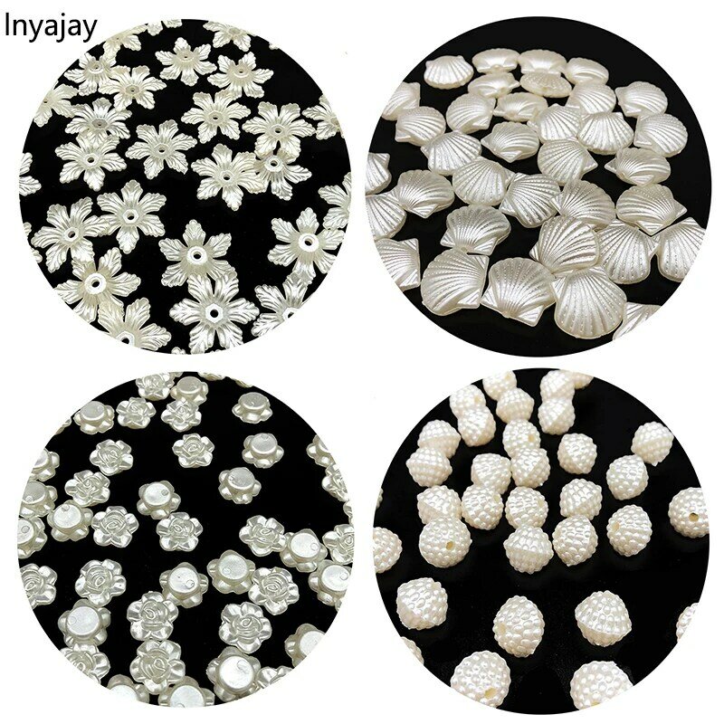 Urok kolor kości słoniowej koraliki dystansowe luzem akrylowe kulki dla wyroby biżuteryjne DIY korale z imitacją perły naszyjnik akcesoria do bransoletki