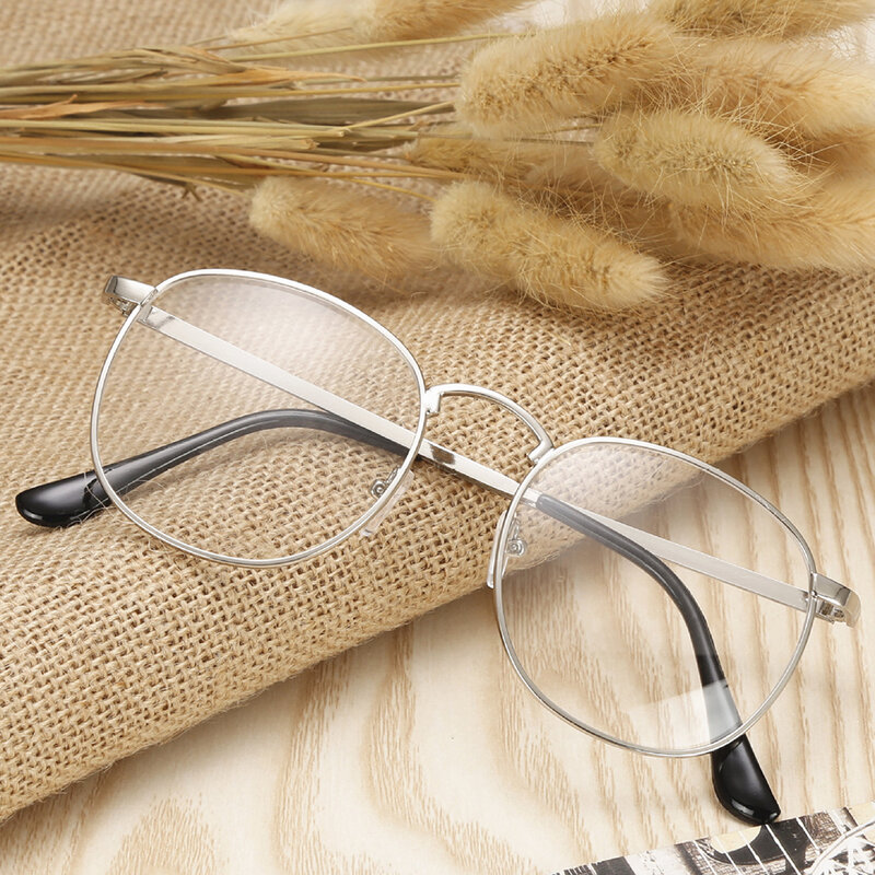 남자 여자 빈티지 안티 블루 라이트 안경 프레임 레트로 라운드 교체 금속 안경 안경 평면 미러 프레임 장식품