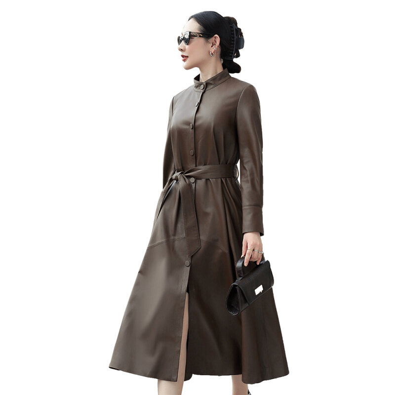 Женская кожаная куртка, куртка из легкой кожи, однобортная, для офиса, для осени