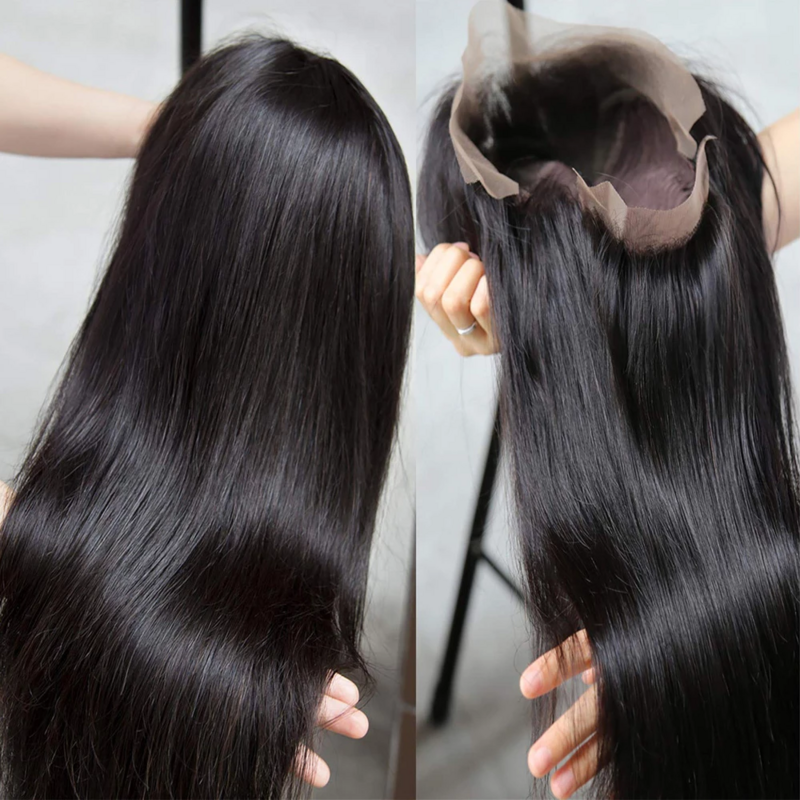 Perruque Lace Front Wig Remy brésilienne naturelle, cheveux lisses, Transparent, 30 pouces, pour femmes