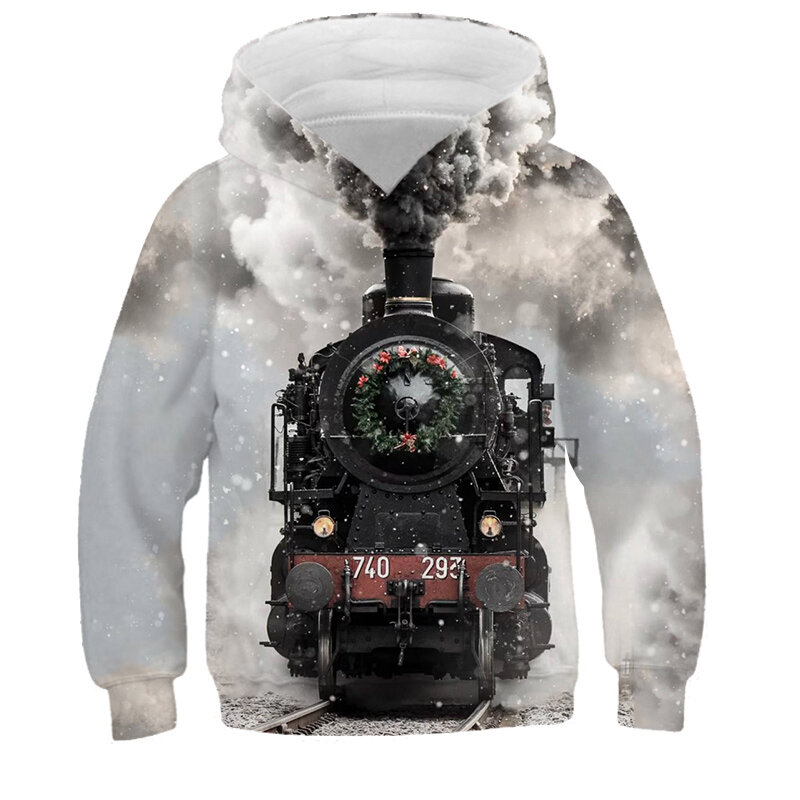 รถไฟเด็ก Hoodies ฤดูใบไม้ร่วงเสื้อผ้า3D ไอน้ำรถไฟเด็ก Hoodies 4-14ปีสาว Outerwear เสื้อกันหนาวเด็กเด็กเสื้อผ้...