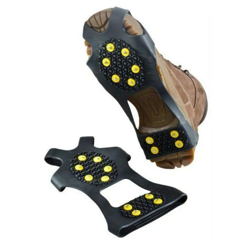 1 Pair 10 Studs Anti-Skid Ice Gripper Spike Winter Climbing Anti-Slip Snow Spikes Grips Cleats Over Shoes Covers
