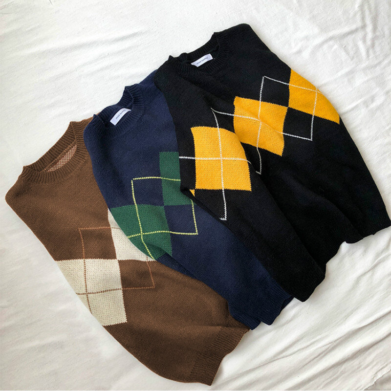 Suéteres de punto para mujer, jerseys de 3 colores, Top holgado, suéter informal de moda con cuello redondo, 2021