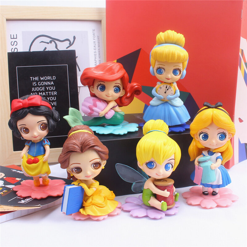Q Posket-figuras de acción de princesa de 7 estilos, modelos de muñecas en PVC, decoración para fiesta de cumpleaños, juguete para niños, regalo de Navidad