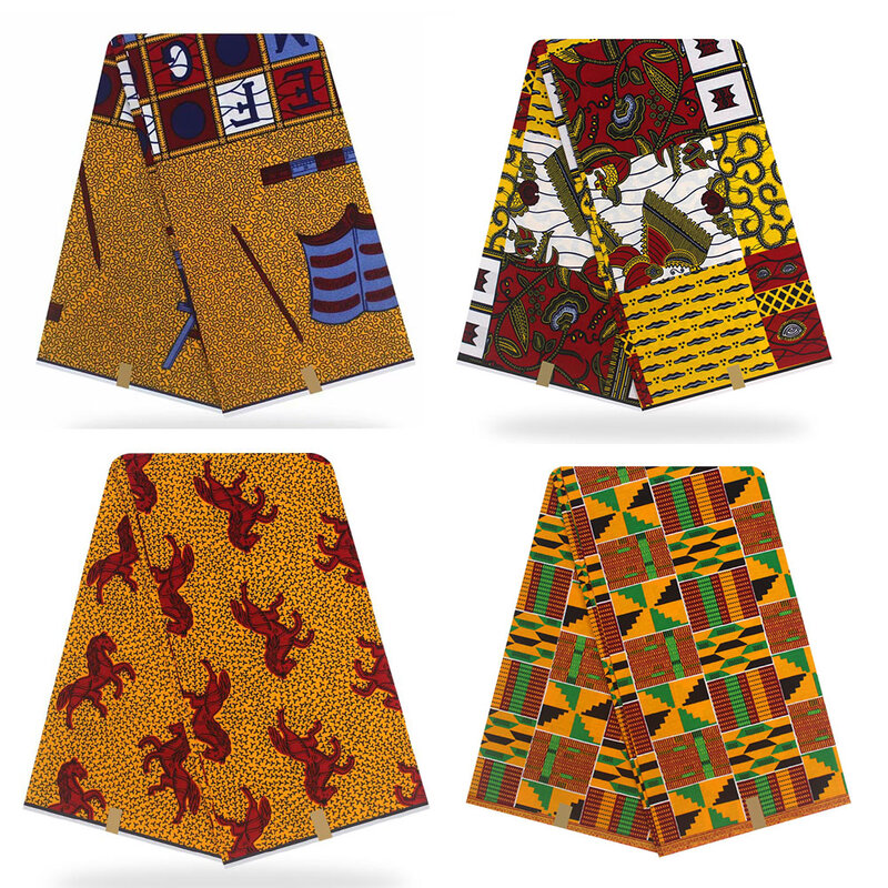 Tkanina we wzory typu African wax 2021 bawełna wysokiej jakości materiał tkanina Ankara szycie afrykańska ankara bawełna prawdziwy wosk 6 stoczni na ubrania