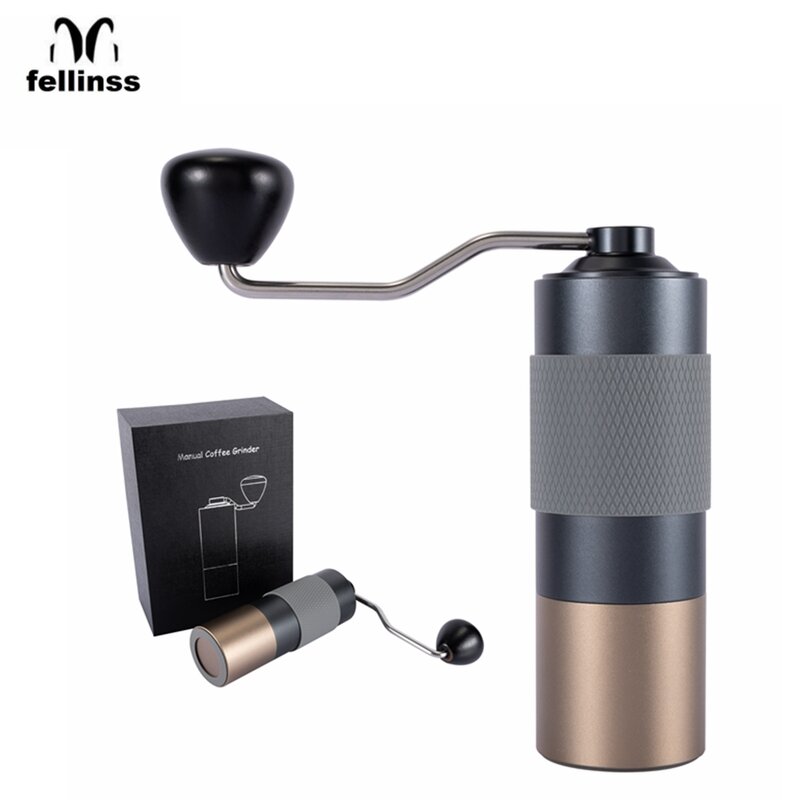 Fellinss KF75 Manual Coffee Grinder High Quality Stainless Steel 420 Burr Wooden Handle Portable Hand Coffee Maker Holiday Gift