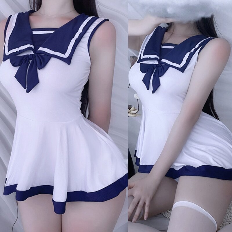 X3UE Cute Sailor Cosplay Uniform Crossdressing Policewoman Sweet Sexy Cute Mini Miniskirt Temptation Fun Gay Fetish Dress