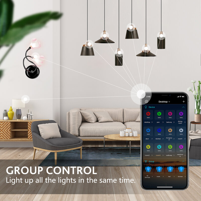7W Bluetooth Smart Glühbirnen RGB Dimmbare Glühlampen 600LM E27 AC 110-264V Smart Lampen