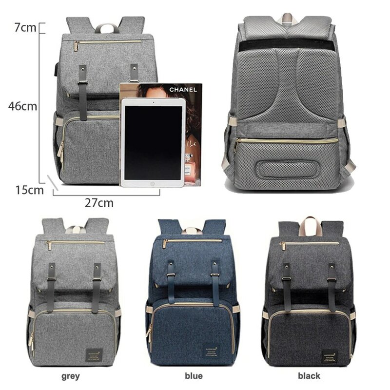 엄마를위한 기저귀 가방 배낭 2021 USB 출산 베이비 케어 기저귀 간호 가방 유모차 키트에 대한 패션 여행 기저귀 배낭