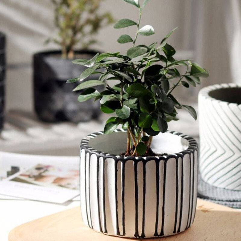 Nordic cimento vaso de flores moderno e minimalista bump textura branca redonda suculenta criativo casa decoração flor plantador