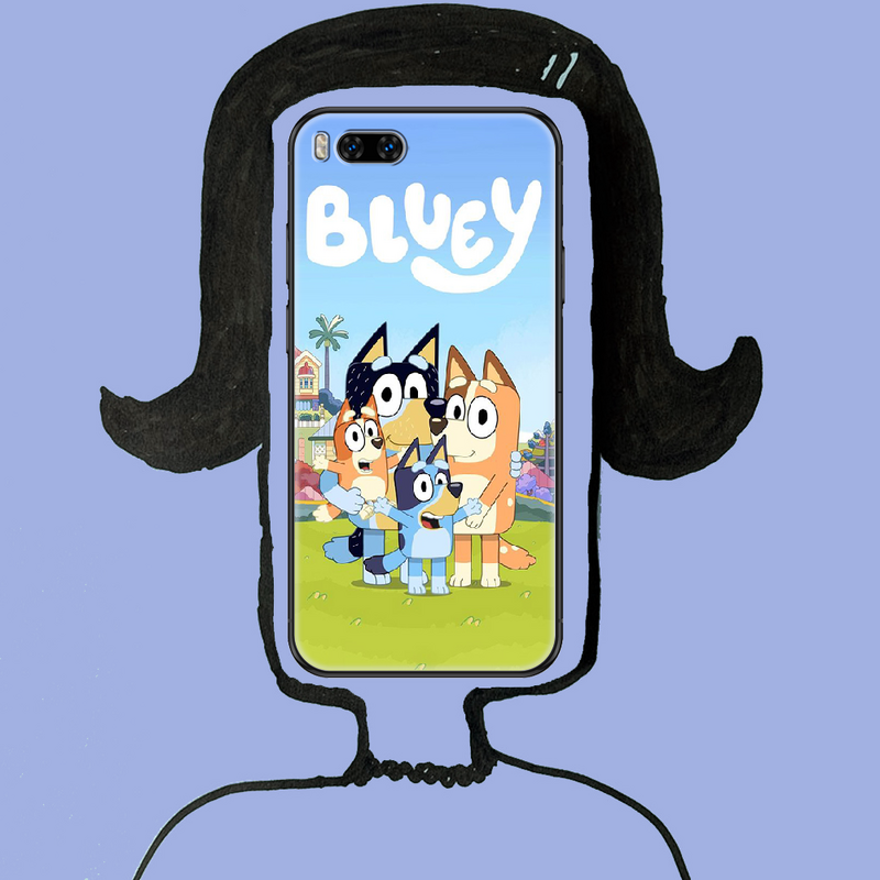 Bluey dos desenhos animados caso de telefone para xiaomi mi nota 8 9 10 11 9t 10 a3 lite pro ultra preto capa macia moda capa celular 3d coque