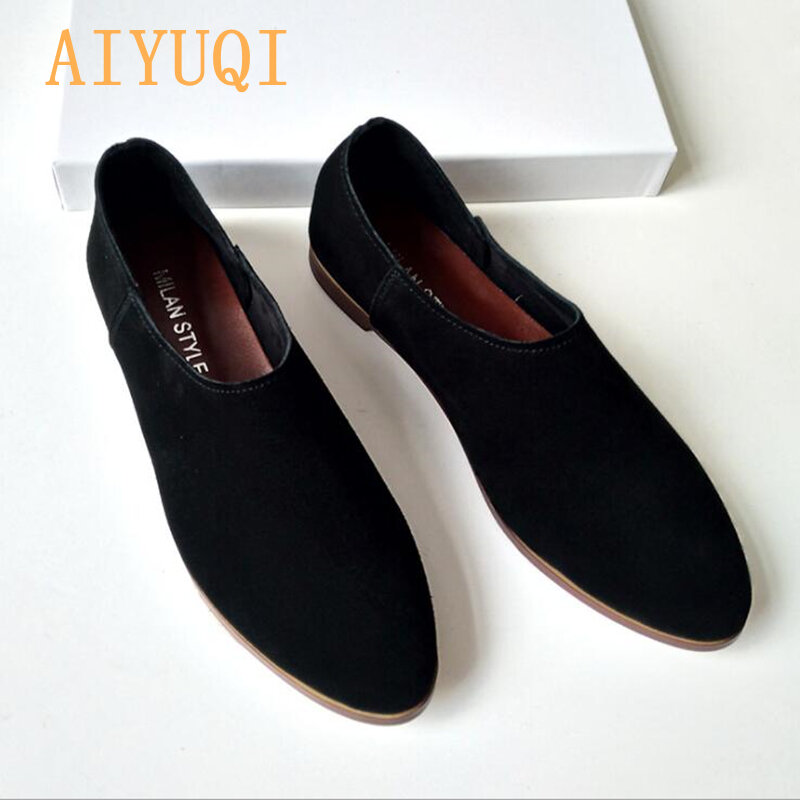Aiyuqi ballet apartamentos sapatos femininos de couro genuíno tamanho grande 41 42 43 mocassins de dedo do pé apontado