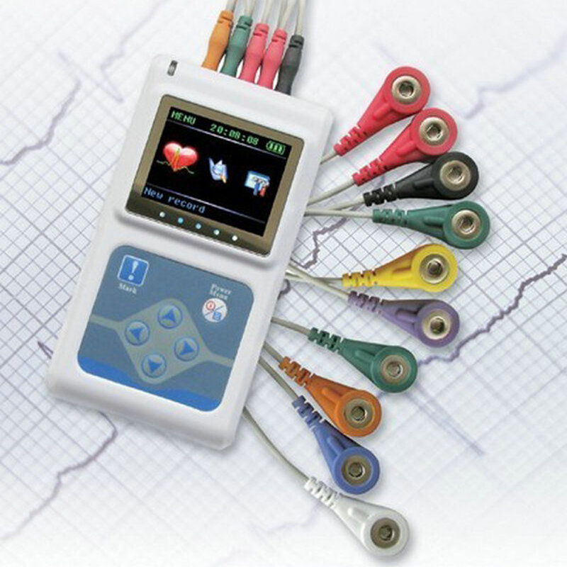 Máquina ECG dinámica TLC9803, electrocardiógrafo portátil de 3 Plomo, Monitor EKG de mano, analizador HR de 24 horas, sistema de grabadora