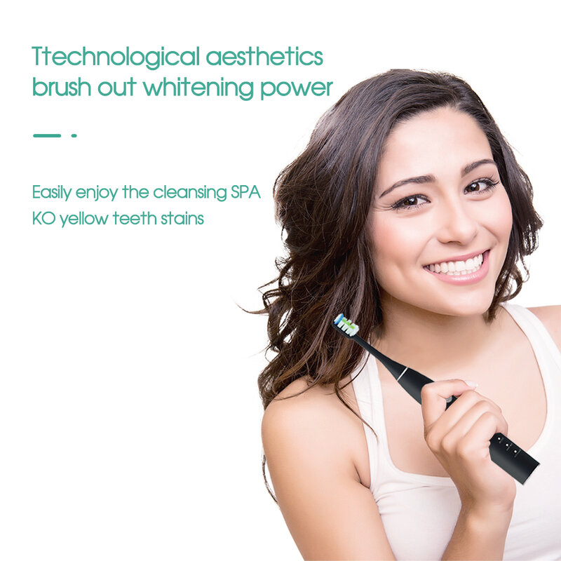Boi-Juego de cepillos de dientes inteligentes para adulto, cepillo de dientes eléctrico sónico, recargable por USB, carga rápida, silencioso, 5 modos, resistente al agua IPX7
