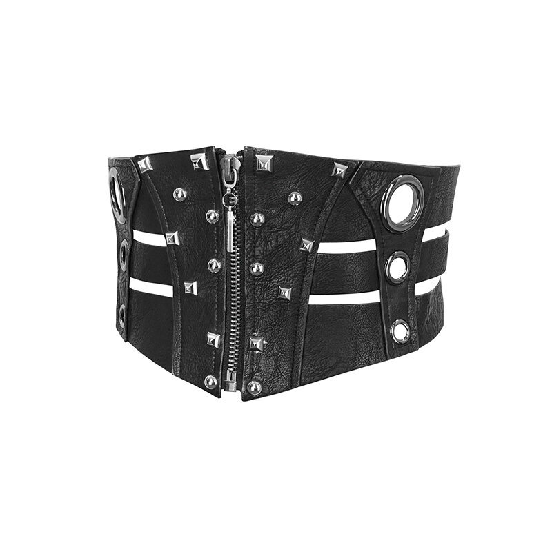 D.F – ceinture Corset large en cuir pour femmes, avec Rivet, Punk, pour robe, manteau décoré, ceinture à lacets, à la mode