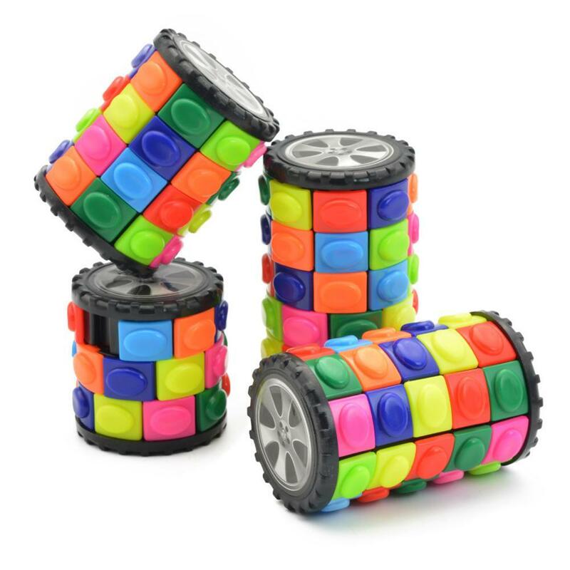 Cubo mágico cilíndrico giratorio 3D para niños y adultos, torre de Babylon colorida, cubo para aliviar el estrés, rompecabezas, juguetes sensoriales