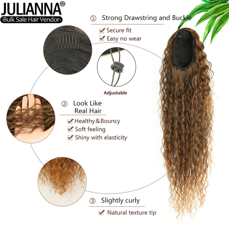 Puff Long Kinky Afro ricci coda di cavallo sintetico afroamericano estensione dei capelli coda di cavallo Clip in Hairpiece per donna ragazza