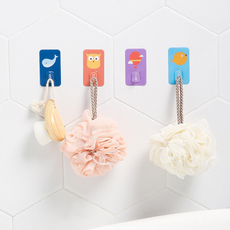 Cartoon Wall-mounted Hook Strong Home Self-adhesive Water-proof Stick Hook Traceless No Hole for Bathroom Toilet CLH@8