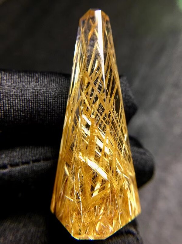 Colgante de oro Natural con Cuarzo rutilado, collar de cristal de 43x17,3x15,4mm, joyería rutilada, AAAAAA