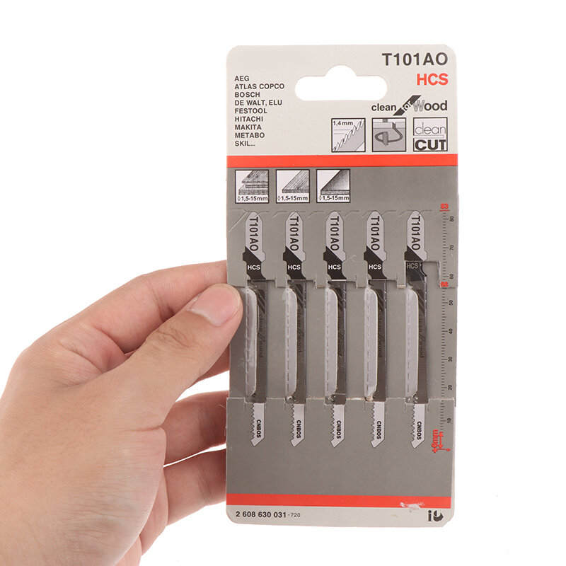 5pcs/lot New T101AO HCS T-Shank Jigsaw Blades Curve Cutting Tool For Wood Plastic Saw