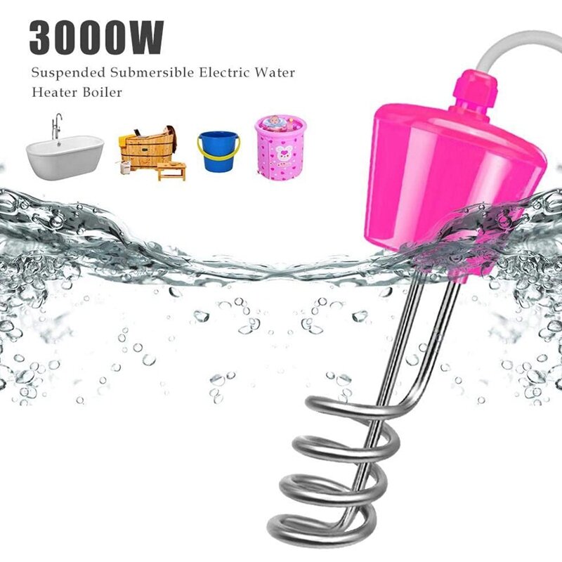 Calentador de agua eléctrico para piscina, dispositivo de inmersión de acero inoxidable, suspensión, enchufe europeo, 3000W