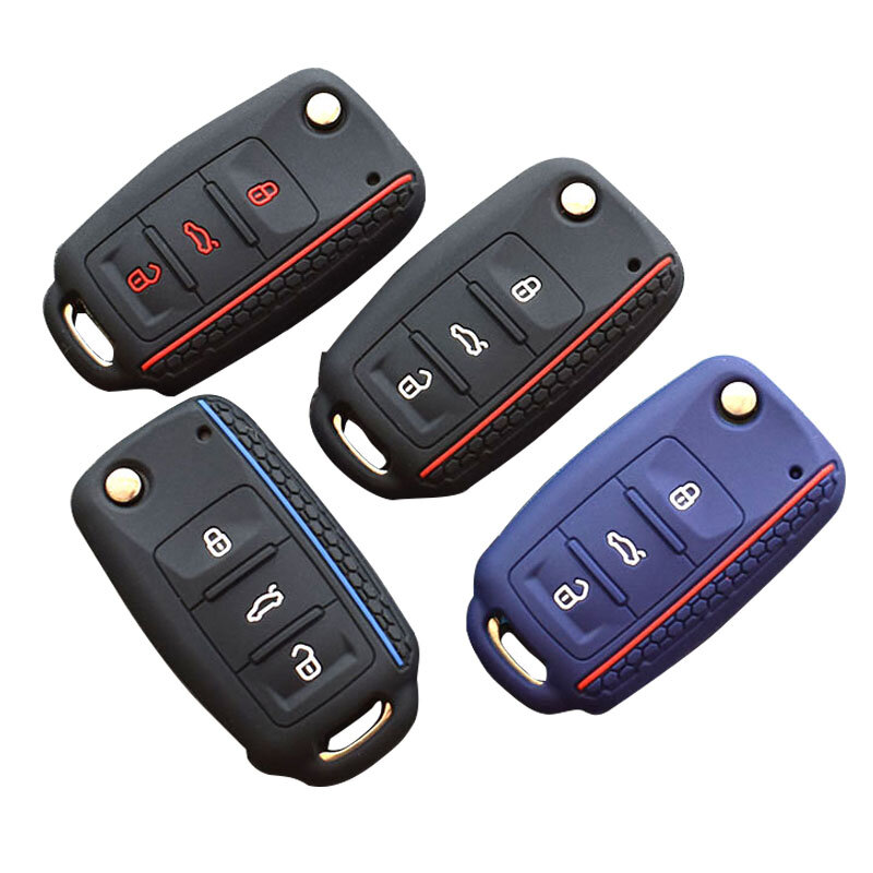 For Volkswagen Bora POLO GOLF Passat Car Key 2019 New Silicone Cover Case Shell 3 Button Remote Key  protector for VW Bora Jetta