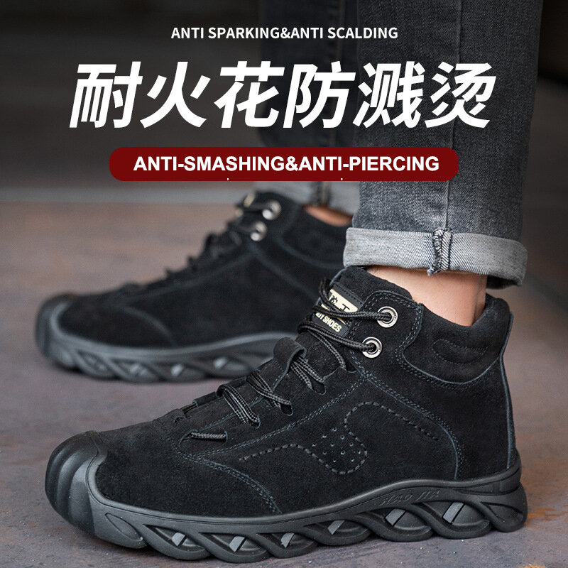 Mannelijke Onverwoestbaar Veiligheidsschoenen Man Anti-Smashing Anti-Lek Werk Veiligheid Laarzen Mannen Werken Sneakers Anti-Brandwonden lassen Schoenen