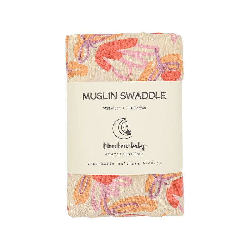 Moonbow Fashion Baby Organic Cotton Newborn Muslin Swaddle Diaper Wrap Photography Fabric 120x120cm