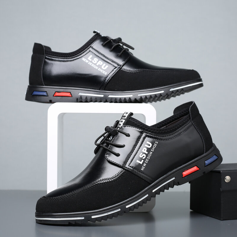 Sapatos casuais masculinos de marca de alta qualidade, sapatos casuais casuais casuais, respiráveis de tendência na moda, pretos para homens de negócios
