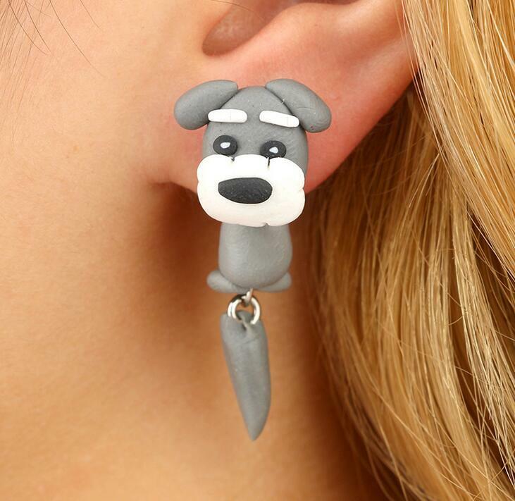Handgemachte Polymer Clay Tier Stud Ohrringe Für Frauen Nette 3D Cartoon Bunte Schmuck Schöne Blume Panda Schwein Hund Katze Stich