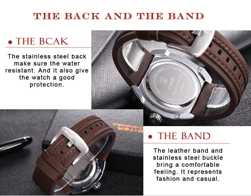 SWAVES новые мужские часы, роскошные уникальные модные кварцевые наручные часы, мужские кожаные водонепроницаемые часы от известного бренда ...