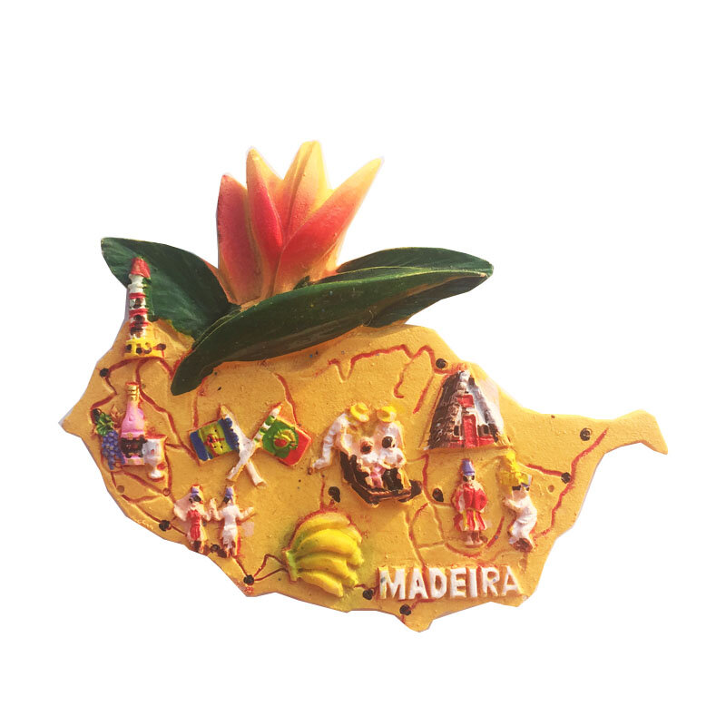 Qiqipp-pasta magnética creativa para nevera, mapa de Isla de Madeira, pintura manual de resina a color para turismo