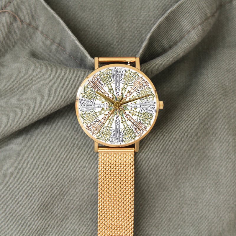 ساعة كوارتز عربية جميلة للنساء ، مجموعة جديدة ، فاخرة ، ستانلس ستيل ، بحزام شبكي