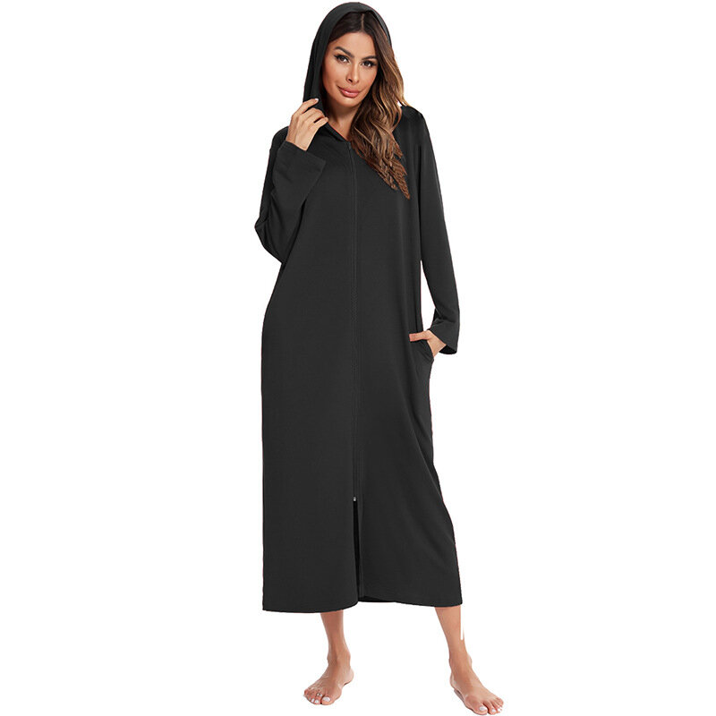 Salão de vestir mulher vestido define para mulher zíper outono com capuz homewear casual solto confortável e legal pijamas de mujer