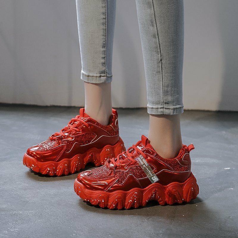 Zapatos informales a la moda para mujer, zapatillas planas con cordones, cómodas zapatillas de plataforma vulcanizadas, novedad de 2021
