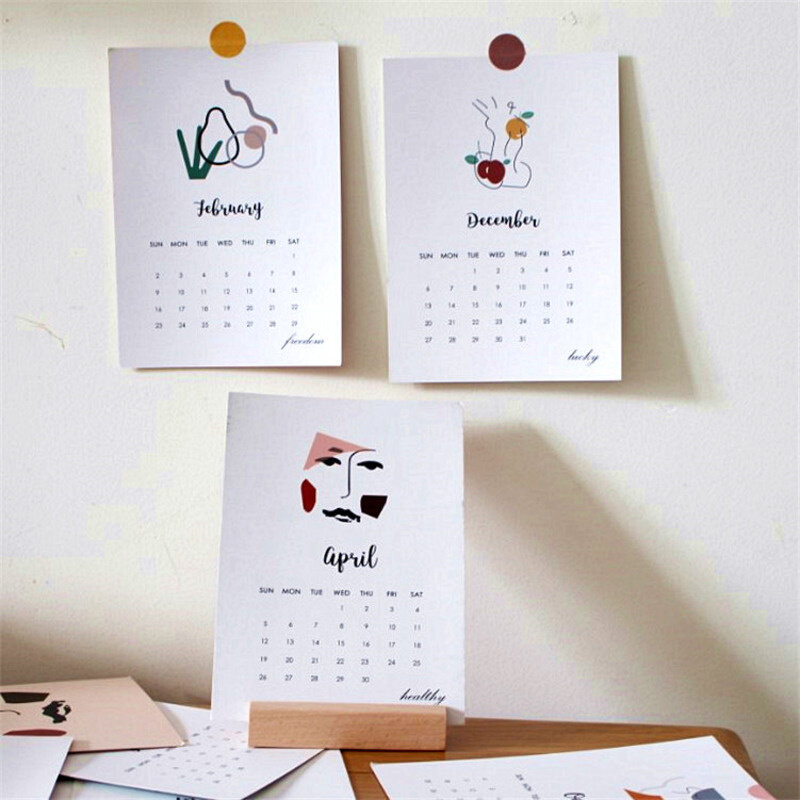 Ins 2022-tarjeta de calendario de pintura abstracta, arte Retro Morandi, decoración creativa Simple para pared de dormitorio, postal, papelería, regalo, 12 Uds.