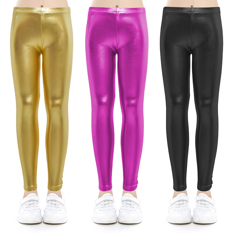 girls Kids Leggings Children's pencil pants Trousers Faux PU Leather Legging Slim trousers 3-12 years for Baby pants