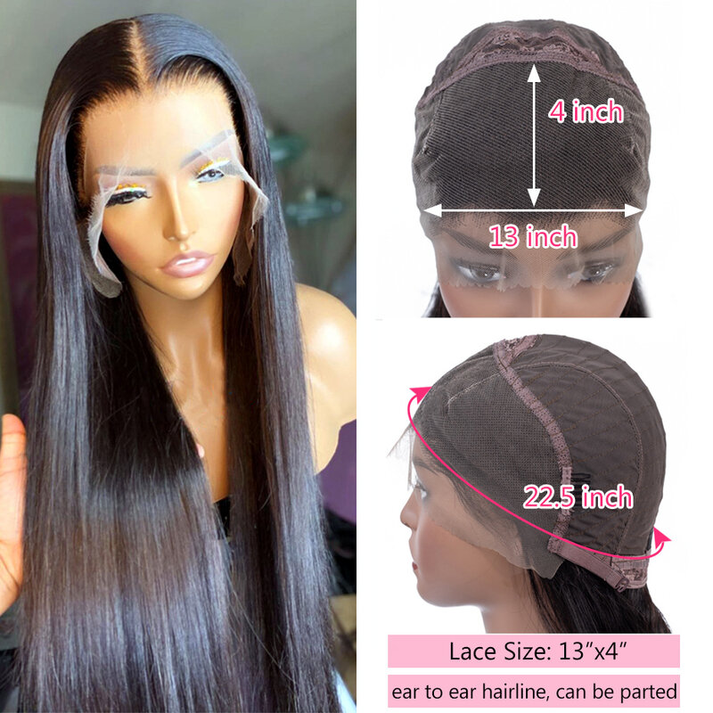 Gabrielle – perruque Lace Frontal Wig 360 brésilienne naturelle, cheveux lisses, pre-plucked, 4x4, 30 pouces