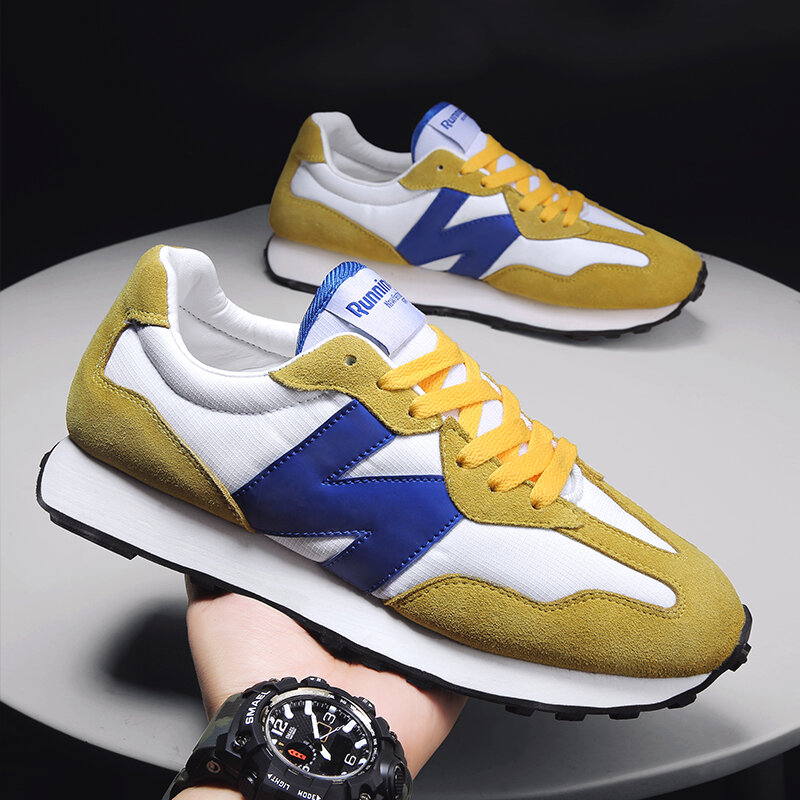 New high-end leather casual balance shoes for men and women, fashionable N-shaped presidential jogging shoes, couple shoes