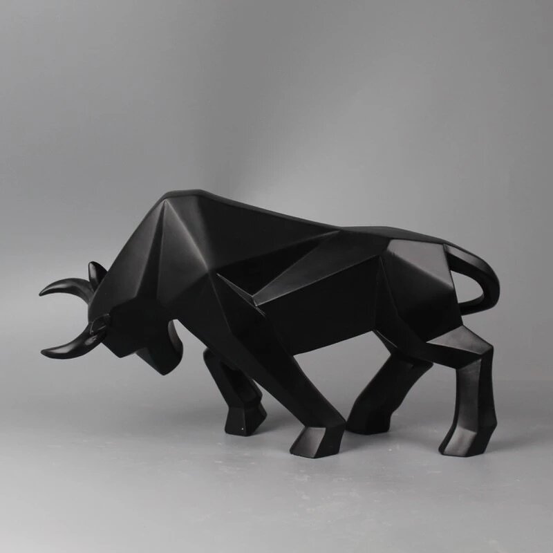 UNTIOR Abstract Bull Statue Geometric Cattle Sculpture Ornament Animal Figurines Morden Home Living Room Office Desktop Decor