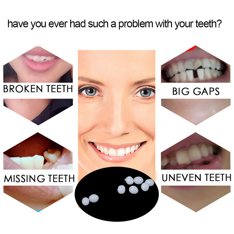 10g dentes temporários lacuna dentes falsos sólido cola dentadura adesivo reparação de dentes kits de ferramentas de cuidados orais decoração do dia das bruxas