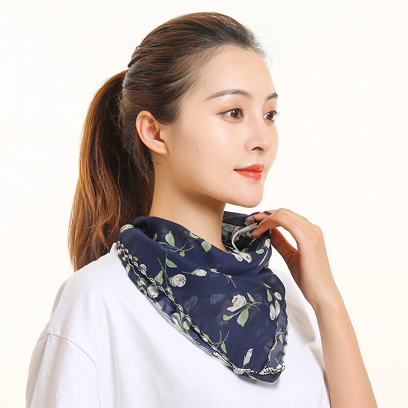 Rosto boca cachecol proteção solar capa feminina bandana marca de luxo seda cabelo pescoço xales envolve acessórios novo verão