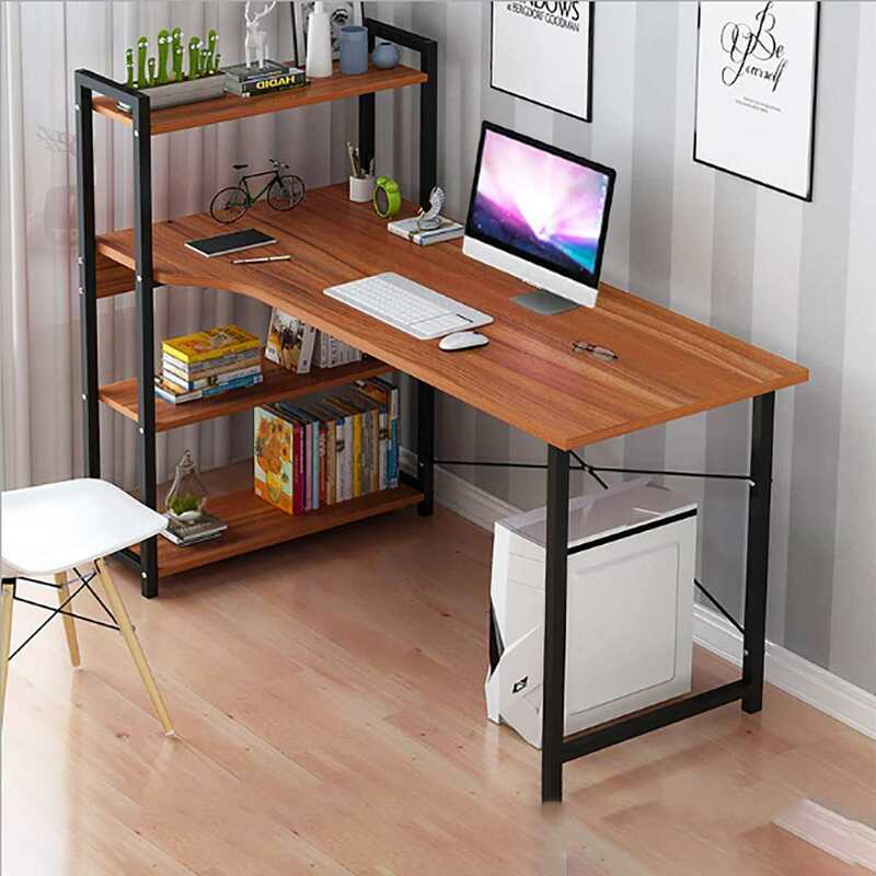 Bureau d'ordinateur d'angle avec étagères de 57 pouces, avec support CPU, Table de jeu, bureau à domicile, bureau d'étude et d'écriture