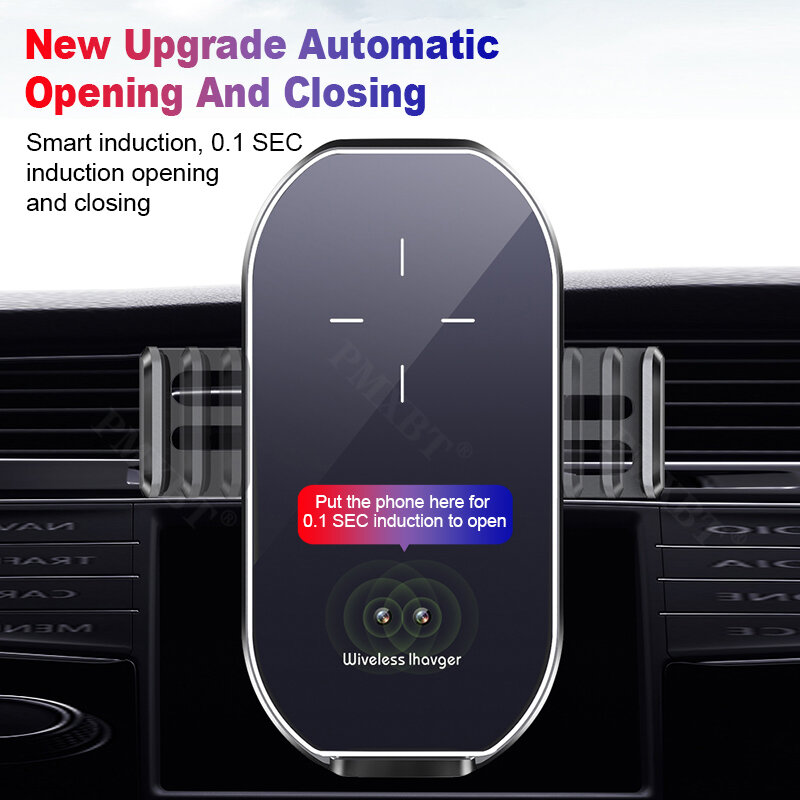 Soporte de cargador de coche inalámbrico, soporte de teléfono con agarre automático de carga rápida Qi de 10W para Iphone 12 11 Pro XS XR 8 Samsung, Sensor infrarrojo