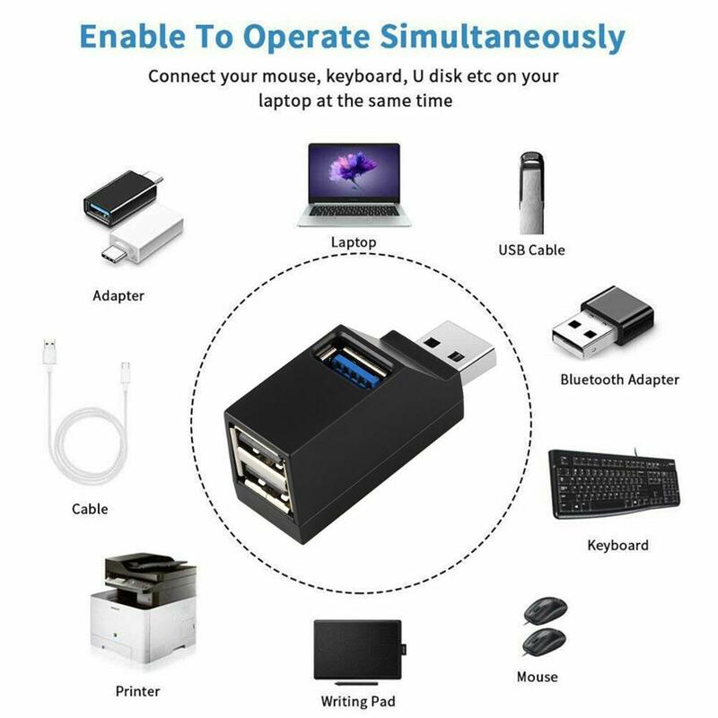 Adaptateur USB 3.0 HUB, avec ports pour PC portable, Xiaomi, mini boîte de séparation, ultra rapide, Macbook, téléphone portable, lecteur de disque U