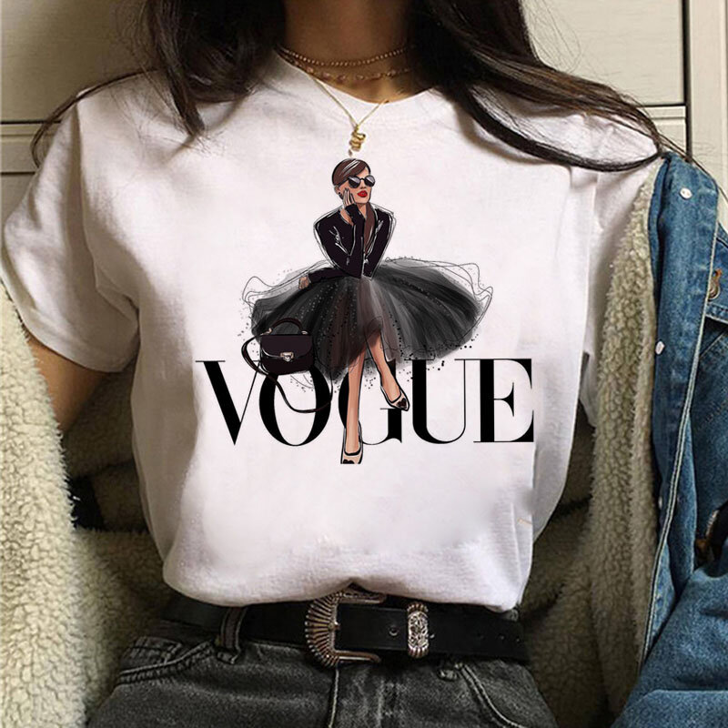 Femmes T-shirt Harajuku Mode Été À Manches Courtes Vogue Hauts Femme T-shirt Filles O-cou T-shirt Dames T-Shirts Vêtements