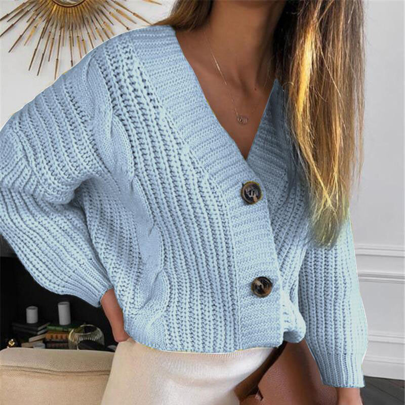 Cardigan corto da donna maglione lavorato a maglia autunno inverno manica lunga scollo a V maglione Cardigan Casual Streetwear moda Pull Femme Coat