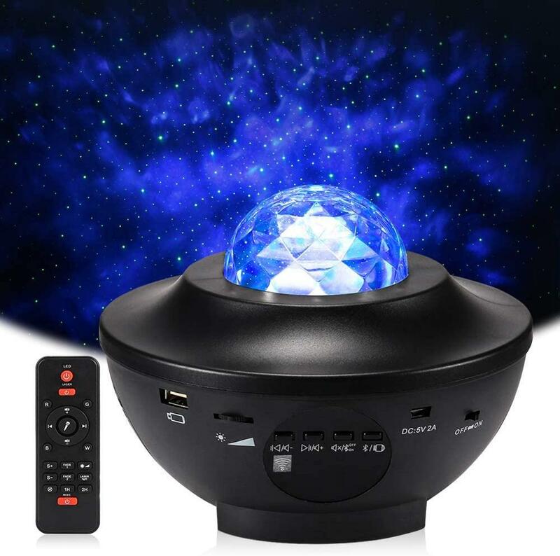 LED Galaxy Projector Ocean Wave LED Night Light Music Player Remote Star Rotating Night Light Luminaria For Kid Bedroom Lamp