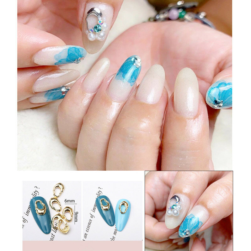 NZIQUAN 20PCS 6mm nagel kunst metall dekoration 3D nagel dekoration zink-legierung unregelmäßigen hohl diamant DIY damen kunst nagel accessori